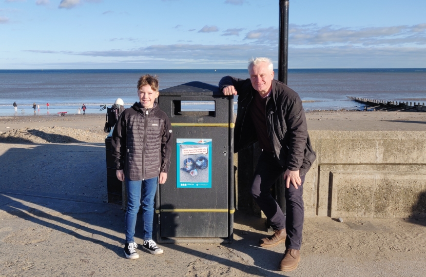 Graham with Jay Norris on Hornsea beach front.