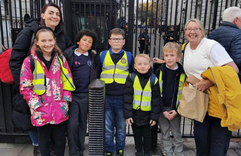 Cherry Burton Primary School students outside Downing Street
