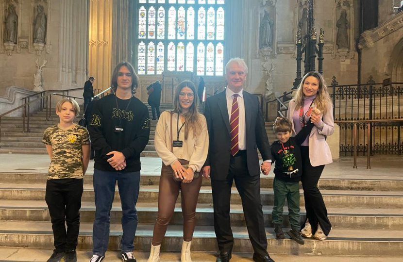 Graham Stuart MP with Olena and her family