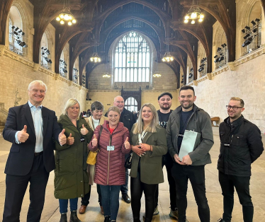 Graham Stuart MP with the Whiteheads Fish and Chip Shop Team in Westminster Hall